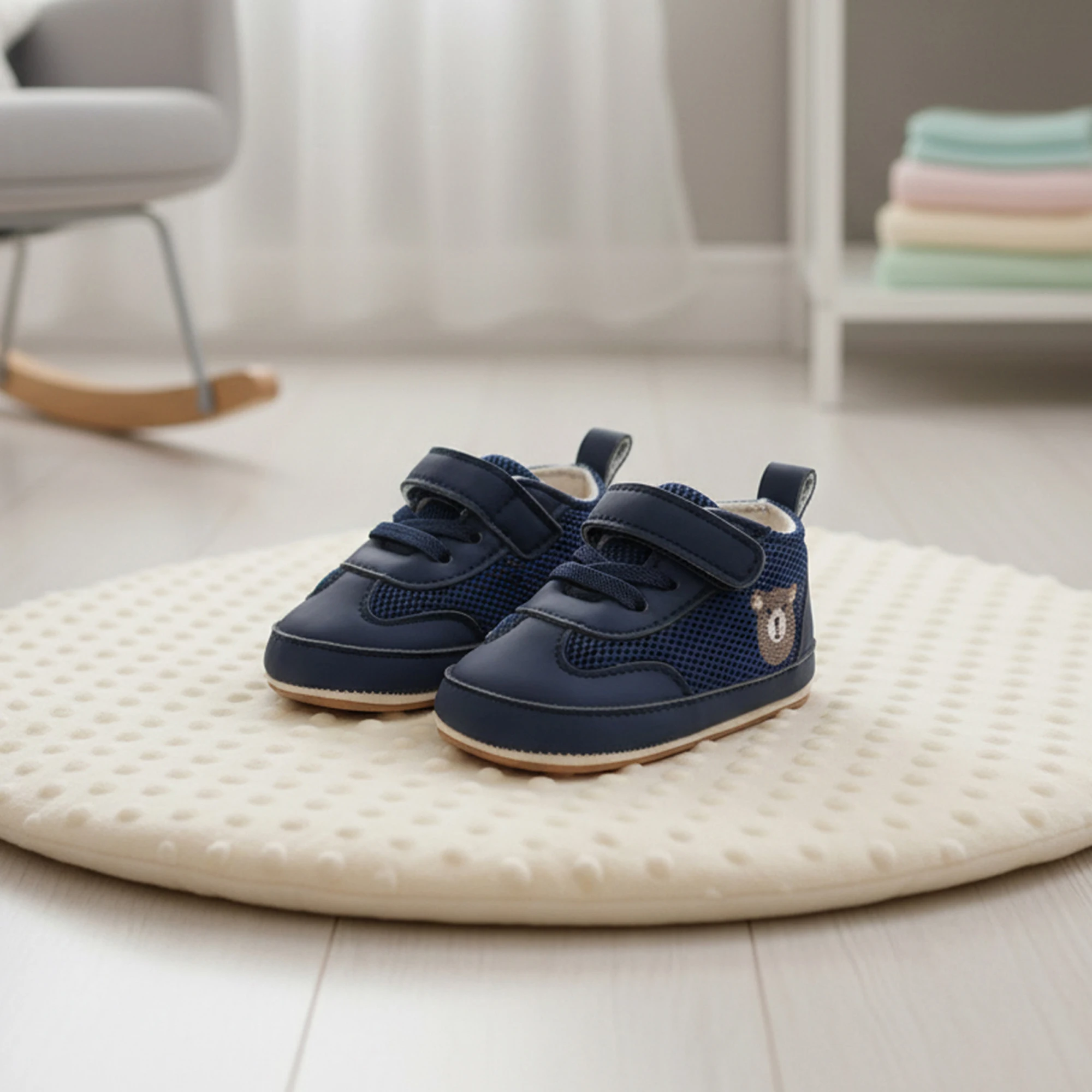 

Adorable Baby Boy Girl Sneakers with Bear Design Anti-slip Walking Shoes for Spring and Fall Comfortable Infant Footwear