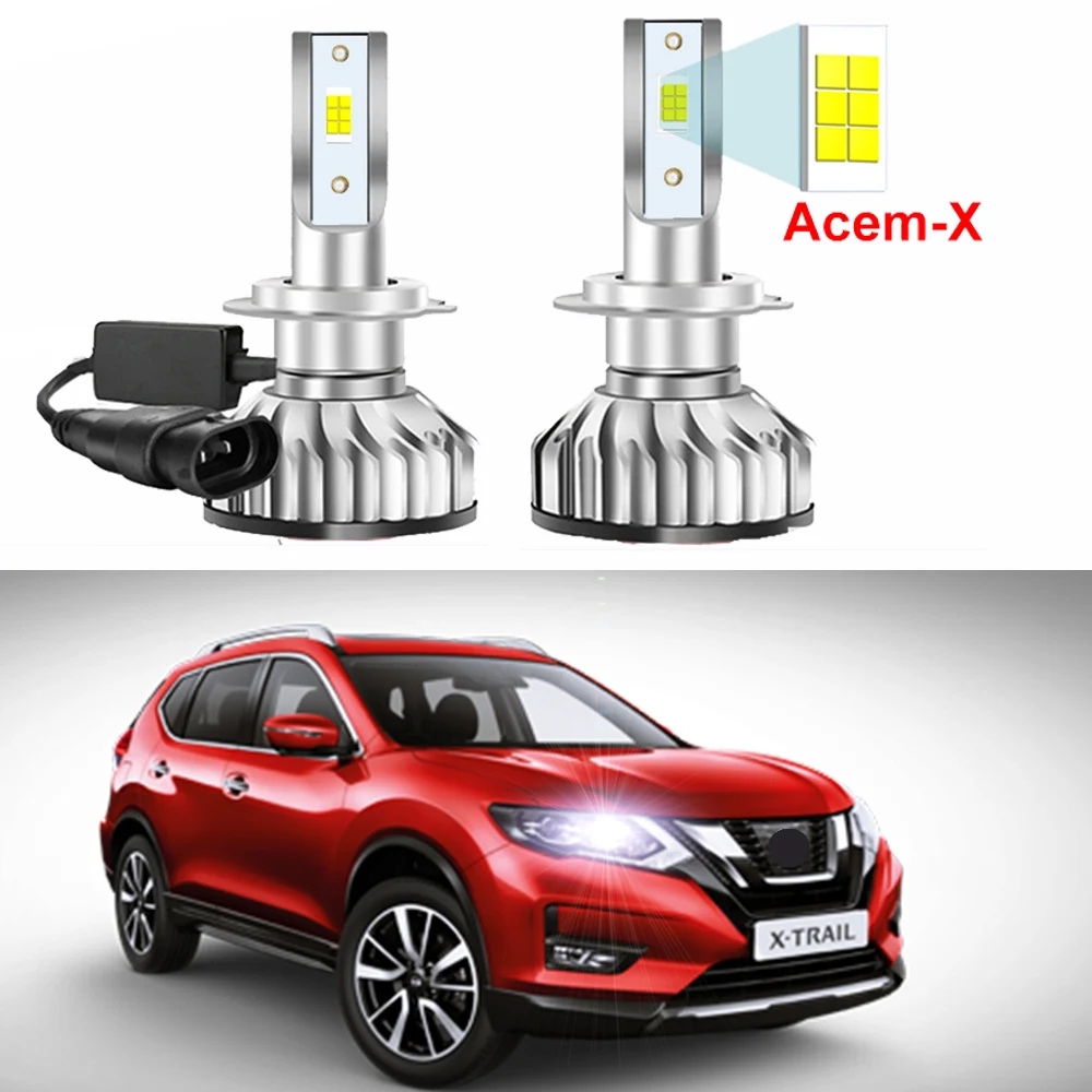 2Pcs Car Led Headlight Bulbs For Nissan X-Trail XTrail T32 2014 2015 2016 2017 2018 2019 2020  High Low Beam LED Headlight