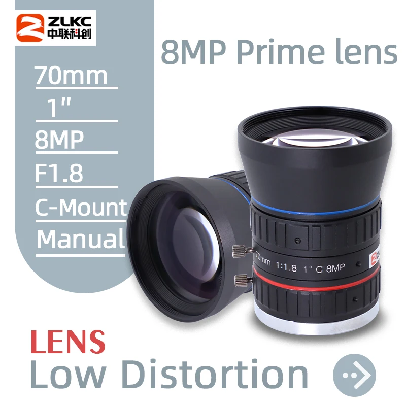 ZLKC ITS C Mount 70mm 8.0Megapixel 1 Inch Sensor Lens Intelligent Traffic Surveillance Camera HD CCTV F1.8 Manual Iris FA Lenses