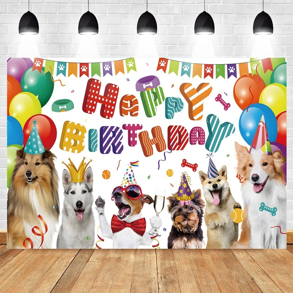 Puppy Dog Let's Paw-ty Pet Party Themed Photography Backdrop Kitten Cat Happy Birthday Party Baby Photo Background Studio Decor