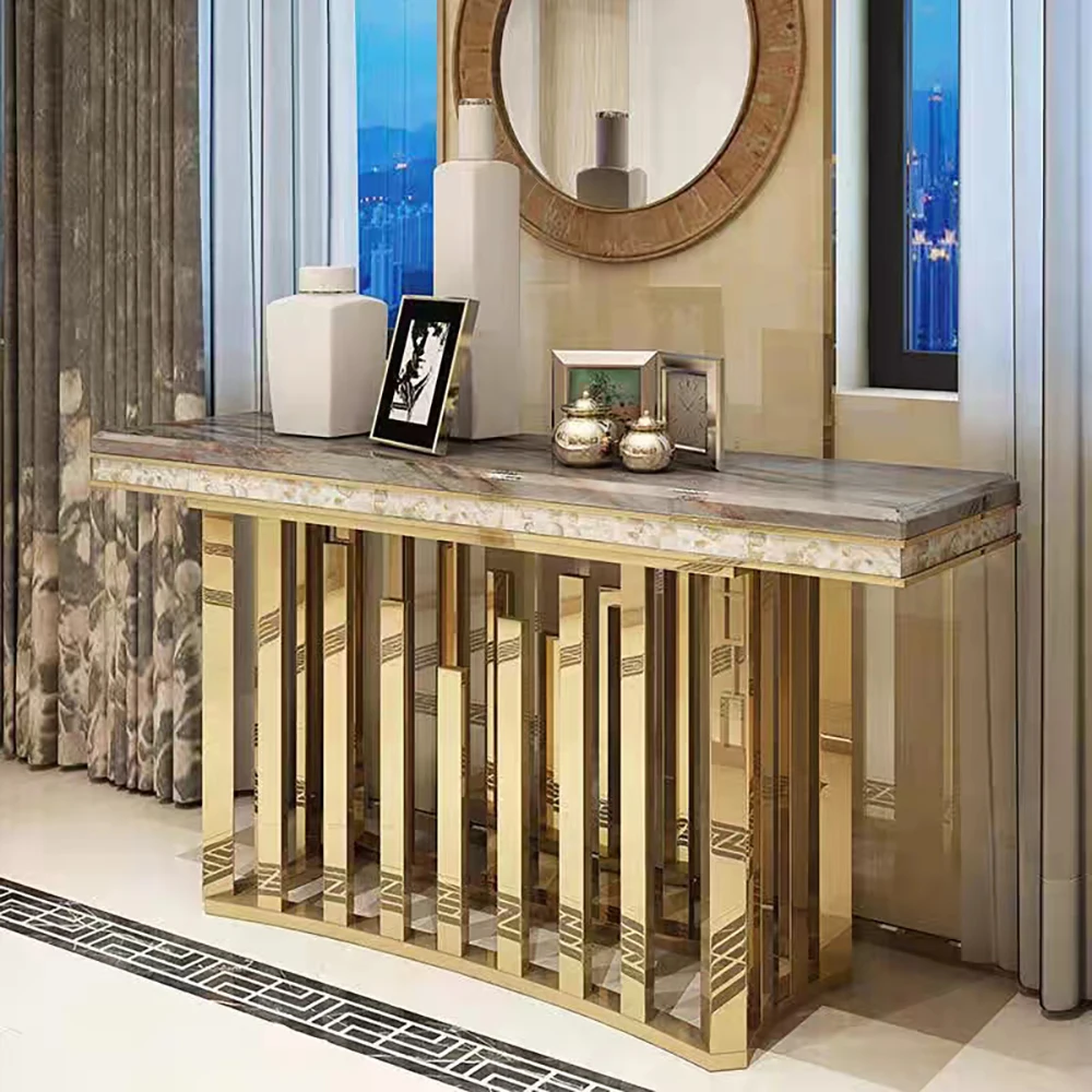 

Luxury Marble Top Gold Stainless Steel Console