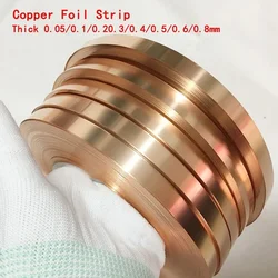 L1000mm T2 Pure Copper Foil Strip Metal Red Copper Plate Sheet Narrow Strip Thick 0.05/0.1/0.20.3/0.4/0.5/0.6/0.8mm Width 5-80mm