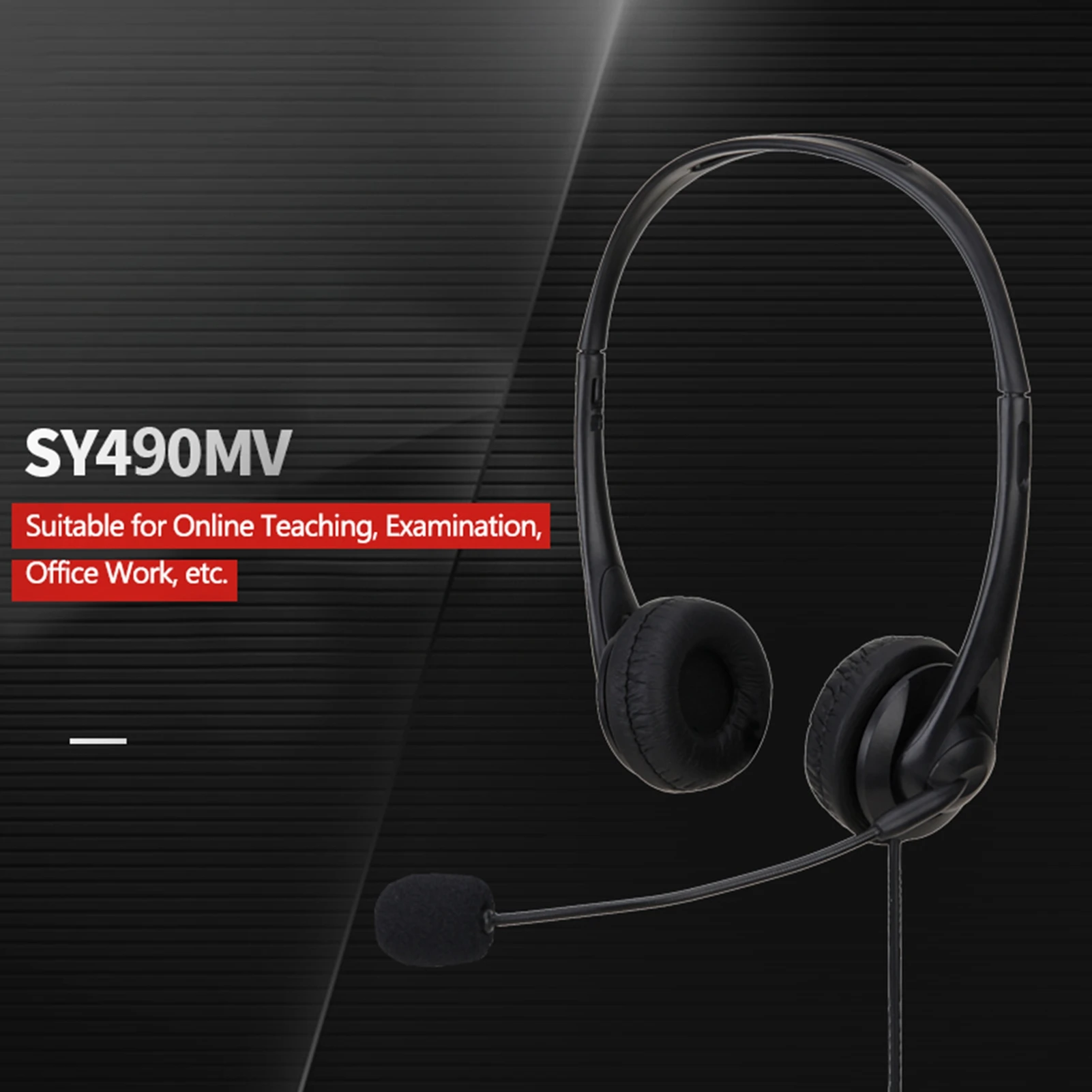 SY490MV Call Center Wired Headset Wired Control USB+3.5MM Port With Microphone Telephone Operator Headphone Noise Canceling for