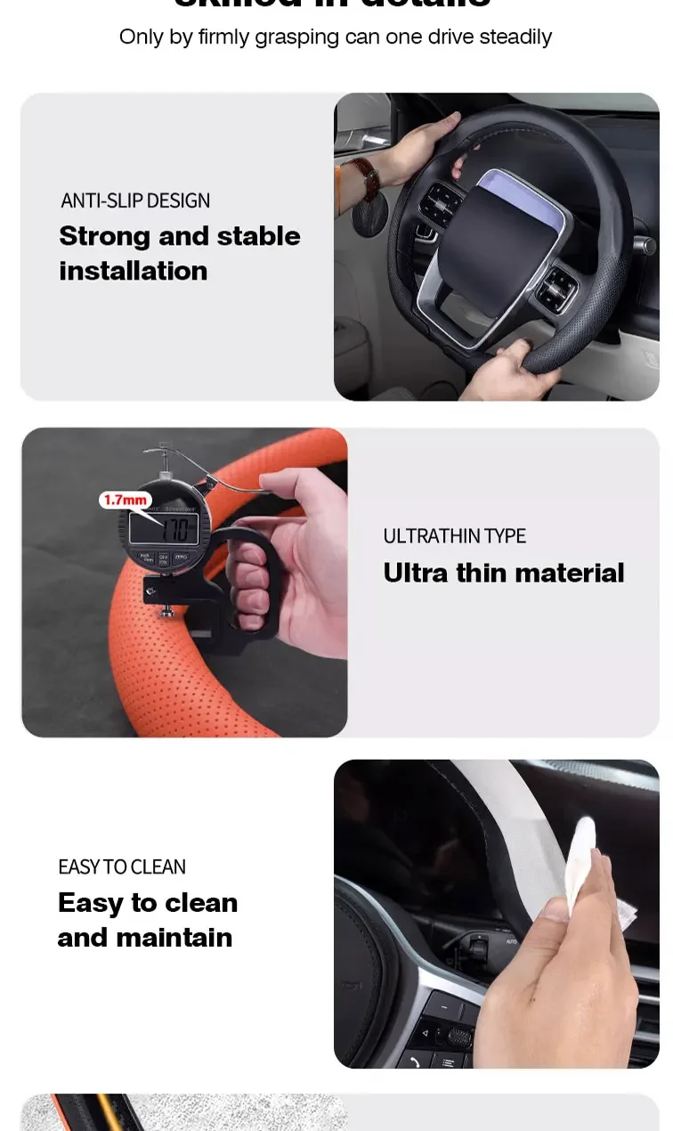 Rutschfester, atmungsaktiver Lenkradbezug Auto-Zubehör für Tesla Model 3, Model X, Model S, Model Y 2019-2026 – Detail 7