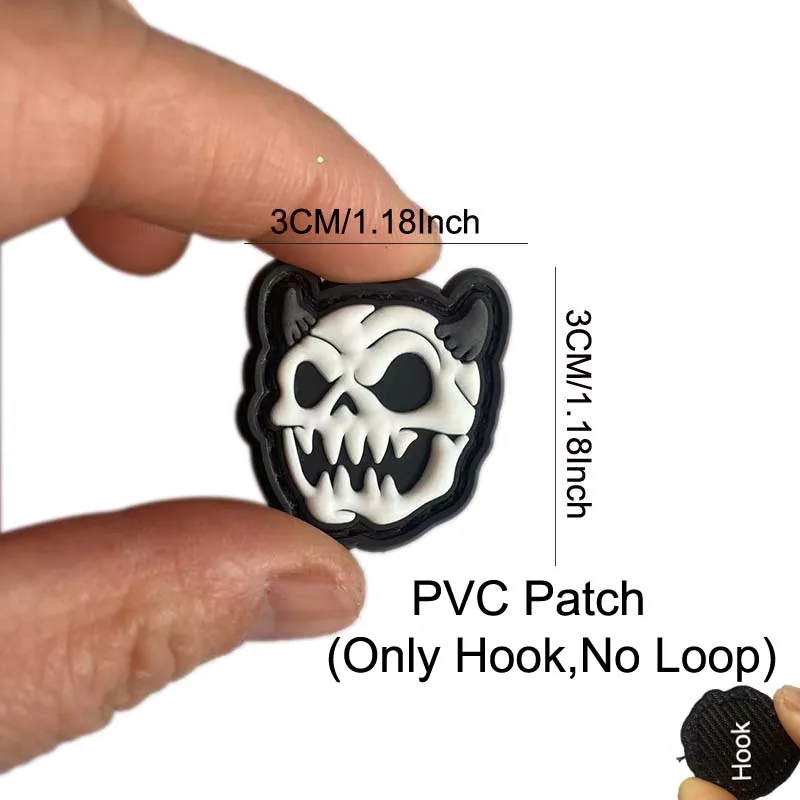 3CM /3D PVC Rubber Mini Tactical Backpack Patches with Hook,Funny Pumpkin Skull,Dinosaur Fossil Badge Stickers,Morale Patch