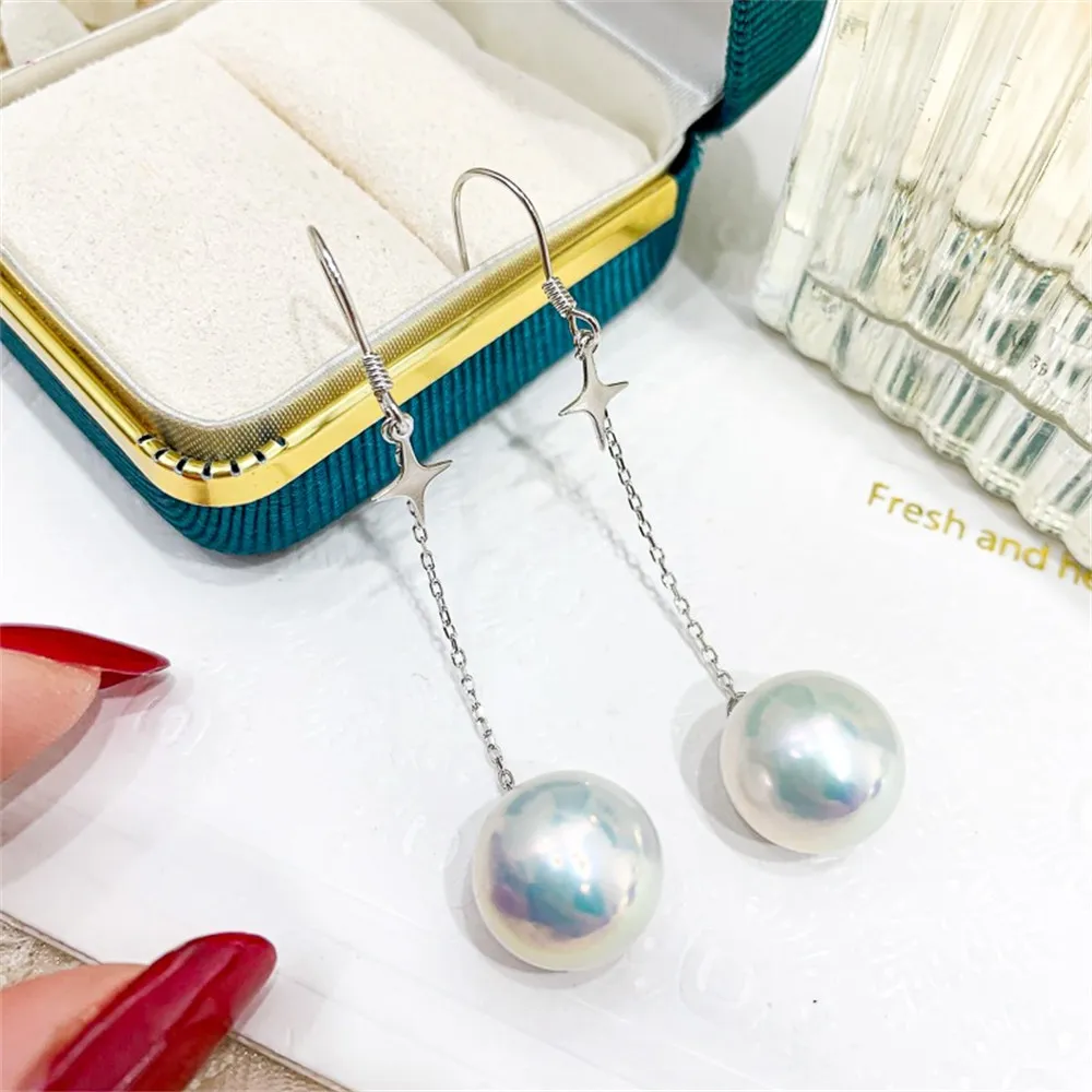 DIY Pearl Mini Accessories S925 Pure Silver Ear Stud Empty Set Gold Silver Earrings Fit 7-13mm Round E042