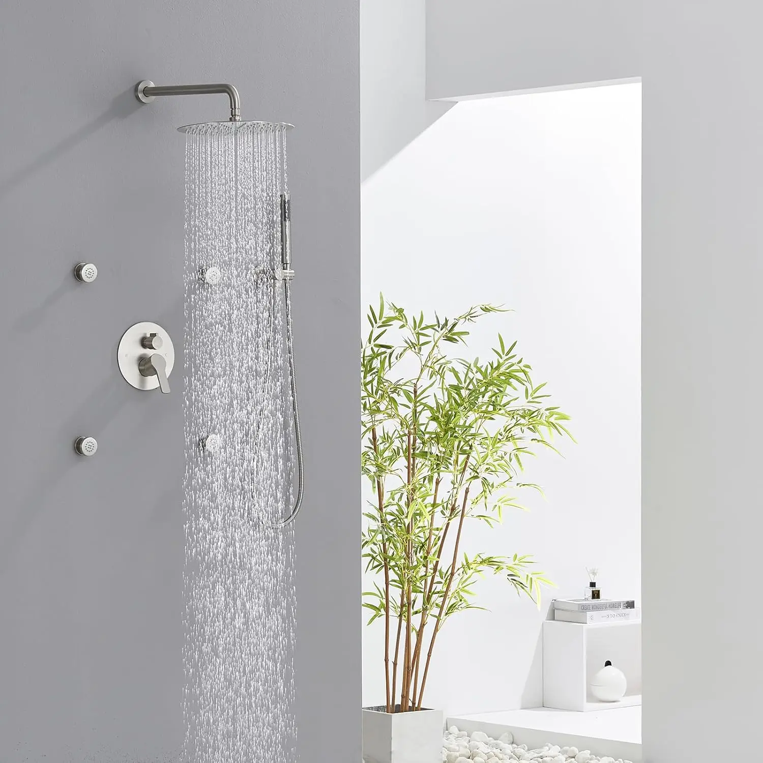 Shower System with Body Jets, 12 Inch Powerful Full Body Shower System with Rainfall Shower