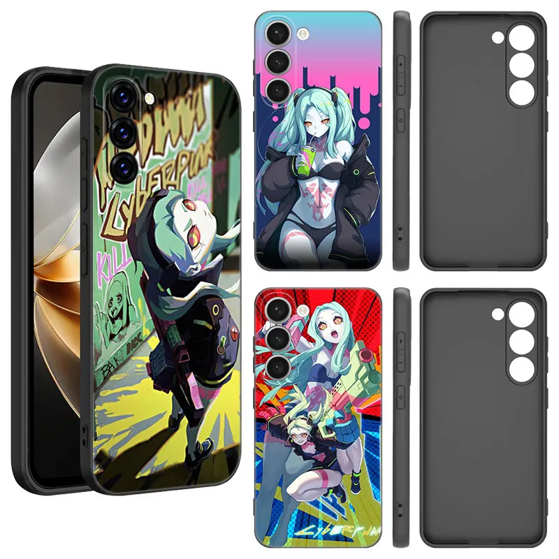 Rebecca Cyberpunk Edgerunners Black Silicone Phone Case For Samsung Galaxy S23 S21 S20 FE S24 S22 Ultra S10E S10 S9 S8 Plus