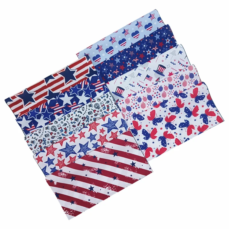 Independence Day Fabric Of America Decorative Fabric Quilting Patchwork Sewing Flag Star Fabric Scraps for Holiday DIY