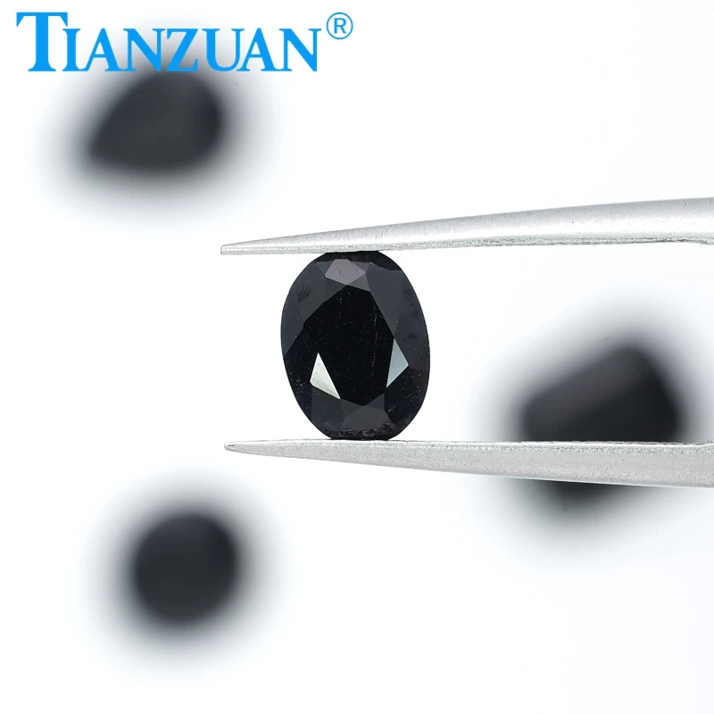 Natural Sapphire Black Color Oval Shape Brilliant Cut Loose Gem Stone with GRC Certificate view 2