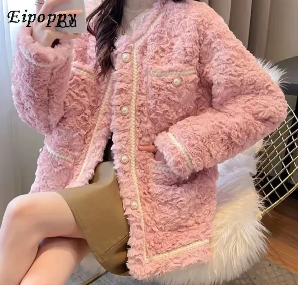 เสื้อโค้ทตัวสั้นแคชเมียร์สำหรับผู้หญิง, เสื้อตัวหลวมสไตล์เกาหลีใหม่สำหรับฤดูหนาว