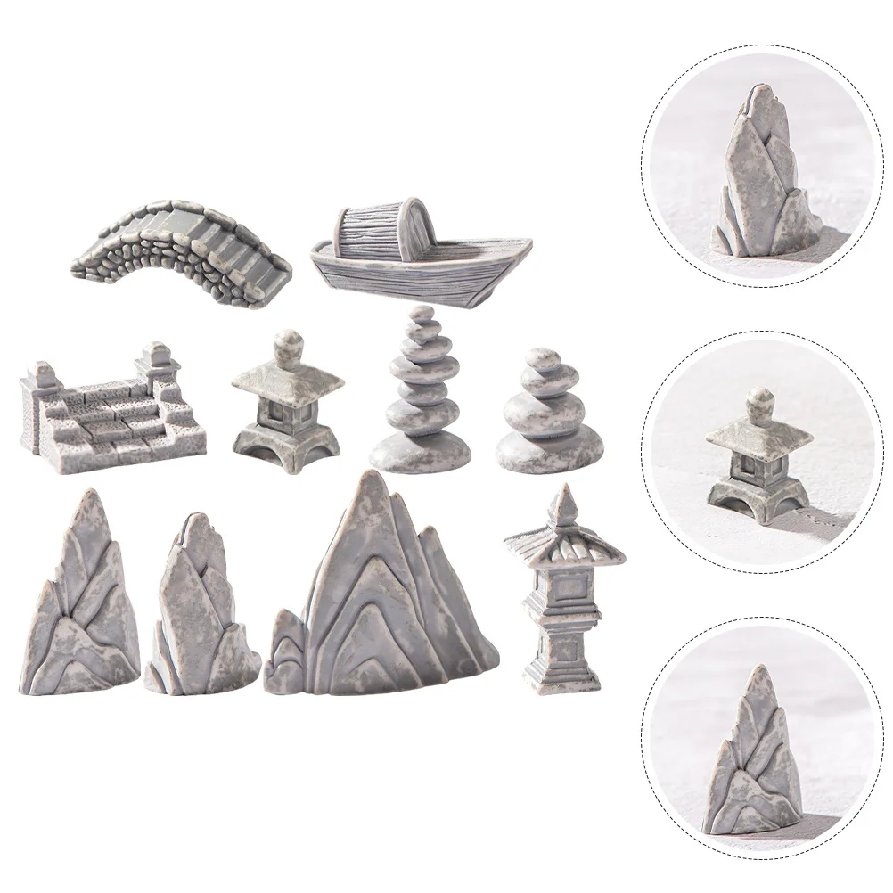 

1 set 1 Set Mini Pagoda Rockery Kit Resin Bonsai For Zen Garden Indoor Landscape Ornament Fake Rockery Home Yard Tank Decor
