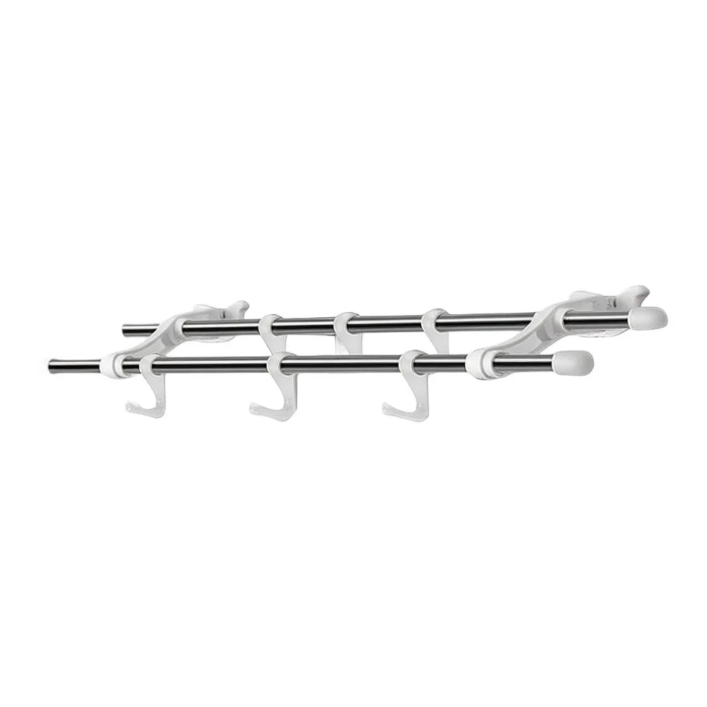 Radiator Mounted Double Pole Towel Rail with 6 Hooks for Efficient Drying and Storage in Bathrooms Kitchens and Laundry Areas