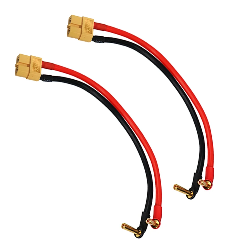 1/2pcs xt60 Buchse Adapter auf 90 ° 4,0mm 18mm vergoldeter Stecker Ladekabel 12awg 10cm für Lipo Batterie ladegerät