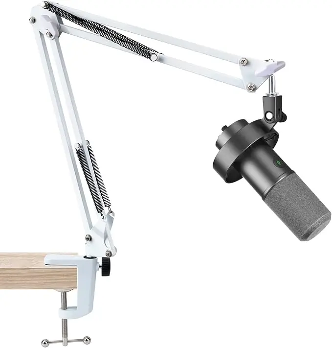 

Fifine K688 Boom Arm, White Mic Arm Compatible with Fifine K688, PD200XS, Seiren Mini, Mic Stand for Fifine K688 with 3/8" to
