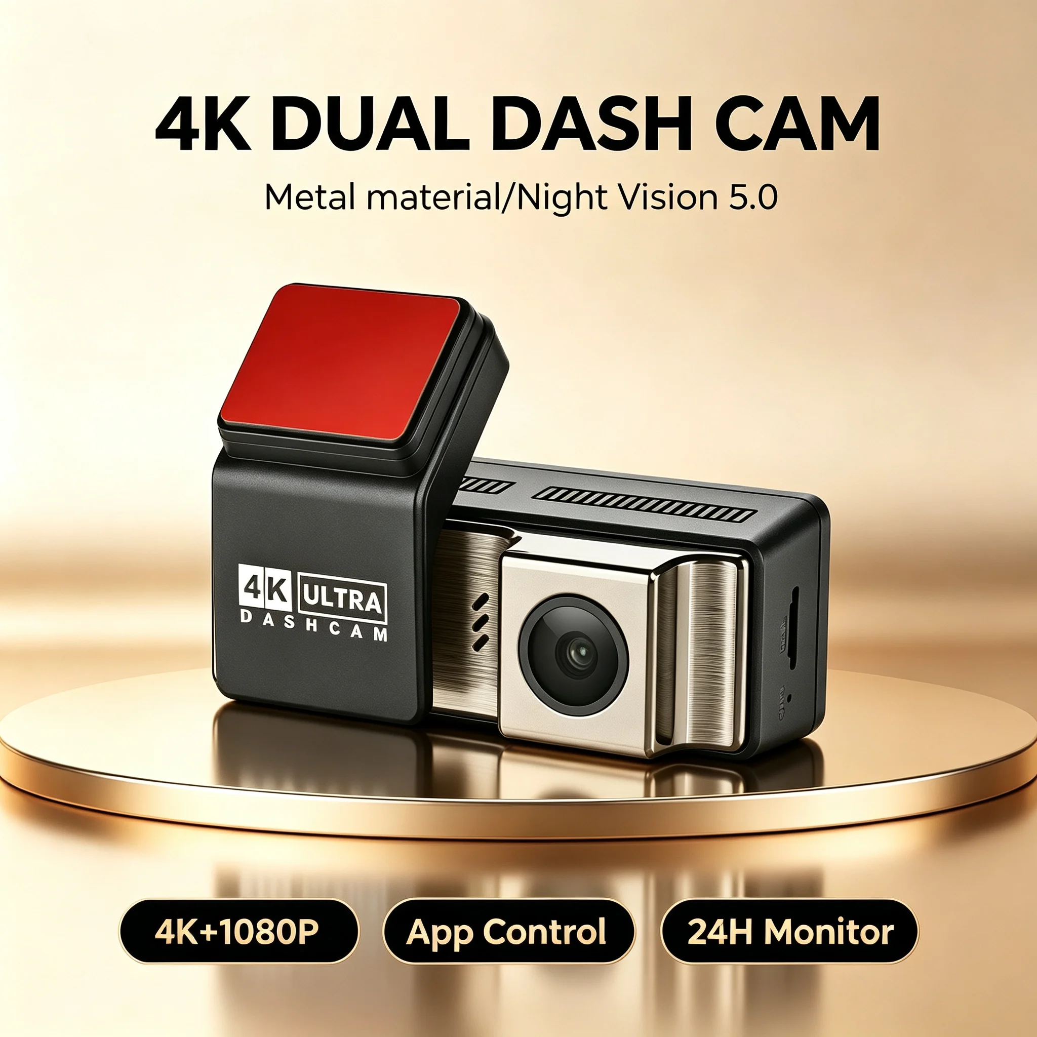 DT-NAVI 2026 New 4K Dual Lens Dash Cam, Front 4K + Rear 1080P Car DVR  HDR GPS Driving Recorder WiFi 24H Parking Monitor