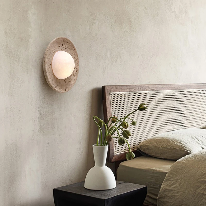 Wabi Sabi Natural Stone Home Wall Decoration Light Simple Atmosphere Corridor Staircase Creative Circular LED Sconce Lamp