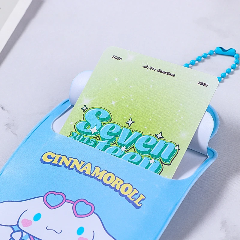 Sanrio Card Holder Hello Kitty Cinnamoroll Kuromi My Melody Photo Card Keychain Kawaii Bag Kpop Style Pendant Student Gift Toys