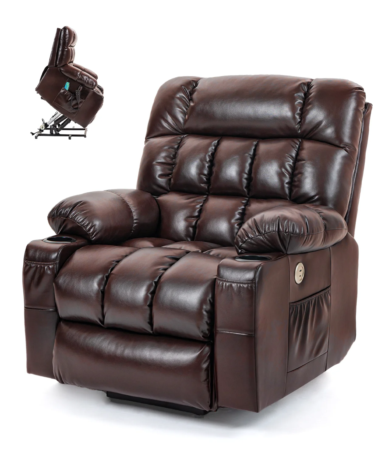 

Recliner Chair Dual Motor Massage & Heat Reclining Chair for Elderly Relax chair with Cup holder & USB Ports Rocking chair