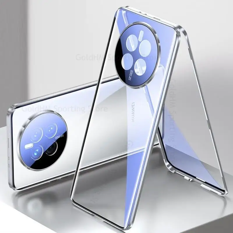 

For Huawei Mate 80 Pro Tempered Glass Phone Case Mate 50E 60 70 Pro 360 Double Sided Protective Flip Magnetic Cover Mate 50 Pro