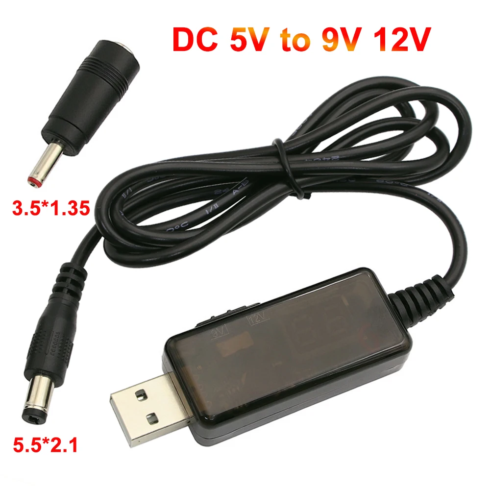 

USB Boost Converter DC 5V to 9V 12V USB Step-up Converter Cable Adapter 5.5*2.1mm 3.5x1.35mm Connecter for Power Supply Charger