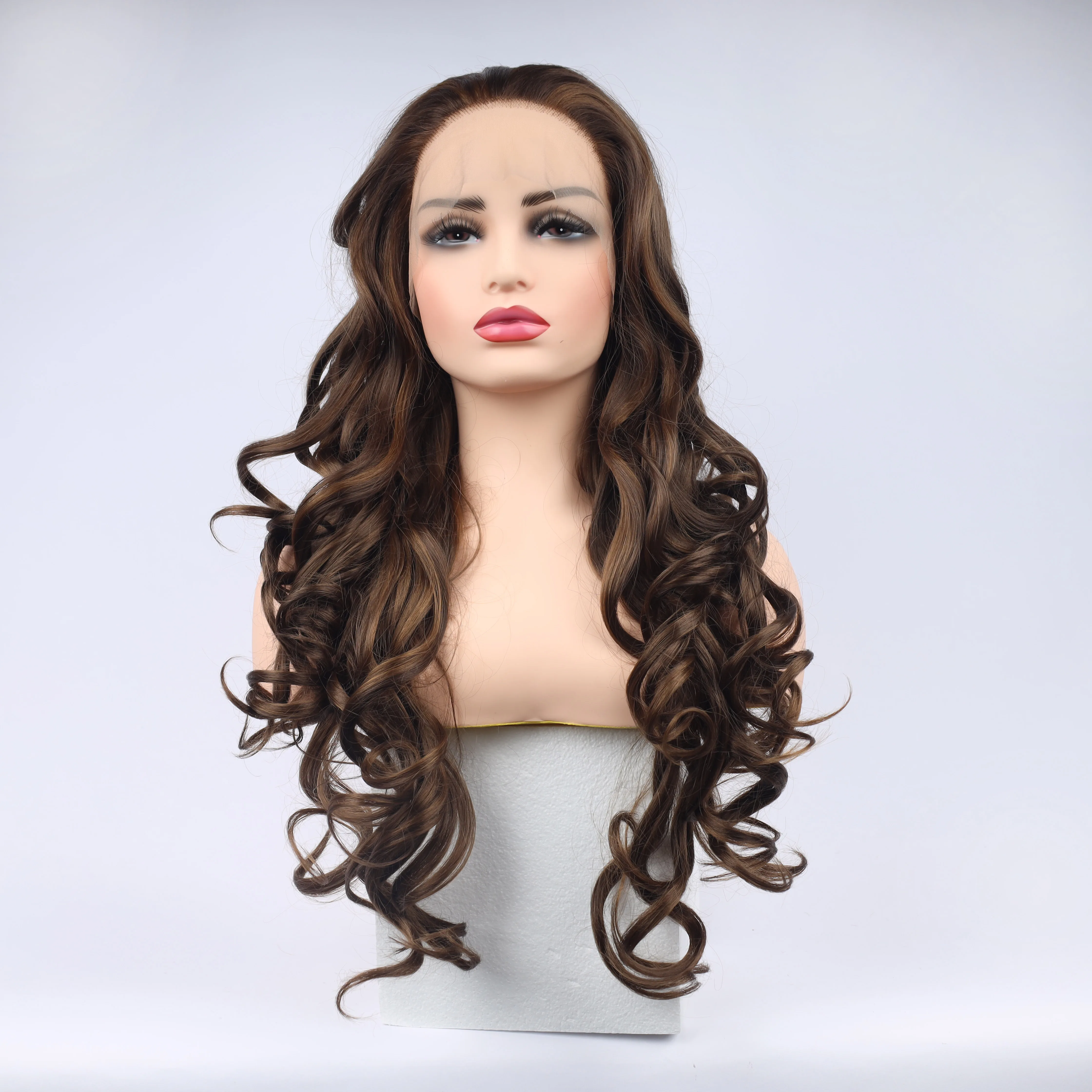 Fashion Curly Wig Synthetic Lace Front Wigs Brown Female Lace Wig 13X3 For Women Cosplay Hair Daily Use