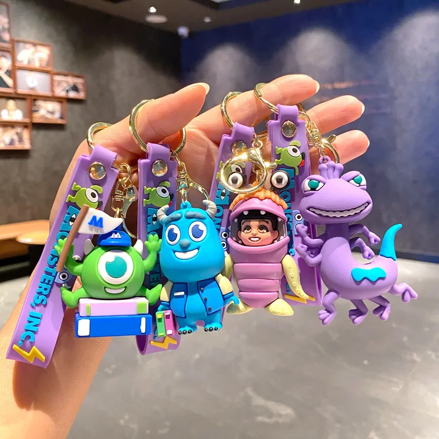 Disney Monsters Inc. Cartoon Monster Power Company Keychain Creative One-eyed Hairy Monster Dolls Children Keychain Pendant Gift