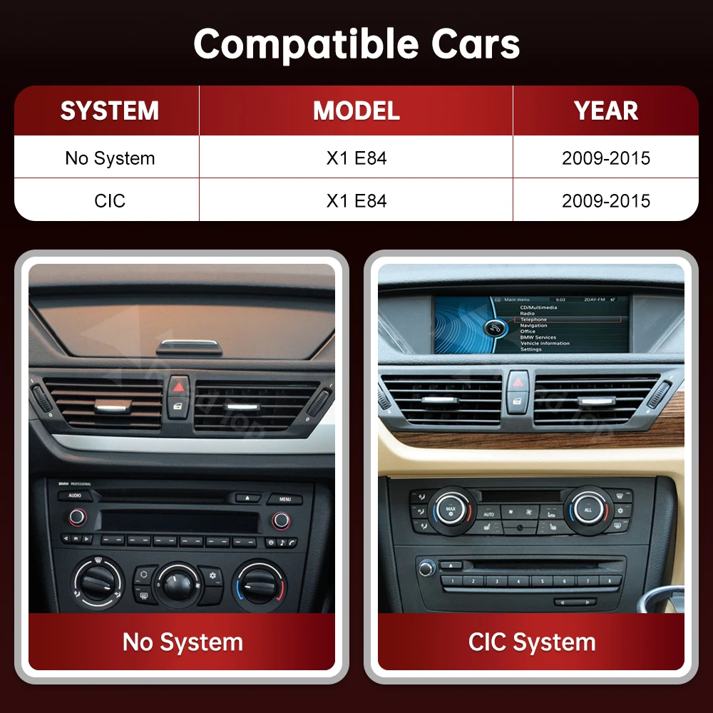 RoadTop беспроводной сенсорный экран CarPlay Android Auto мультимедийный экран Linux для BMW X1 E84 без OEM-экрана/системного дисплея CIC