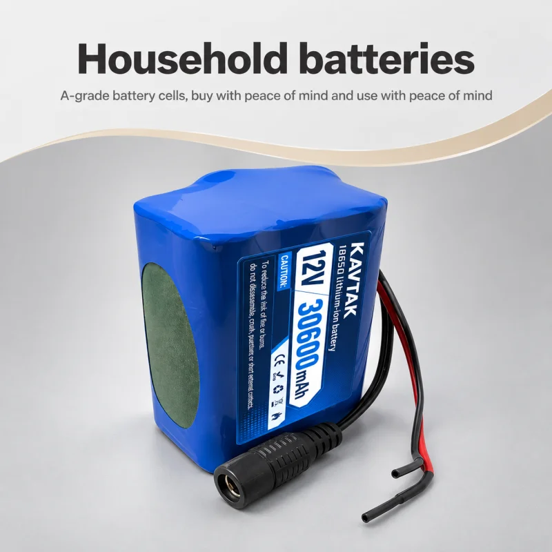 12V lithium-ion rechargeable battery, 30.6Ah 18650 battery pack built-in BMS for monitoring, lighting, and off grid appliances