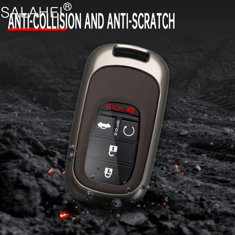 Leather Car Remote Key Case Fob Cover Protector Holder Shell For Honda Civic Accord HR-V CR-V CRV 2022 2023 Keychain Accessories