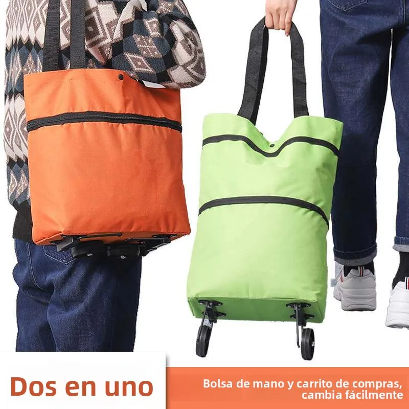 Carrito de Compras Plegable y Ligero con Ruedas para Comprar Verduras, Fácil de Transportar a Casa, Carrito Pequeño con Rueda...