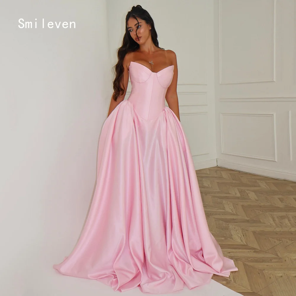 Smileven Luxury A Line Evening Dress Sweetheart Elegant Formal Prom Dresses Pink Pleat Party Gowns Customized 2026