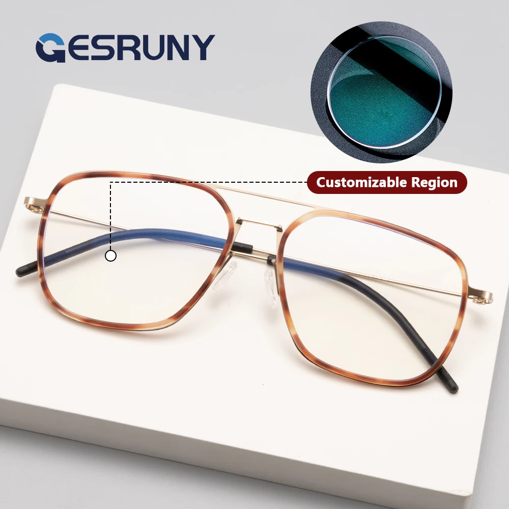 

Gesruny Aviator Presciption Glasses Custom Myopia Optical Lenses Eyewear Anti Blue Light Reading Eyeglasses For Women Men