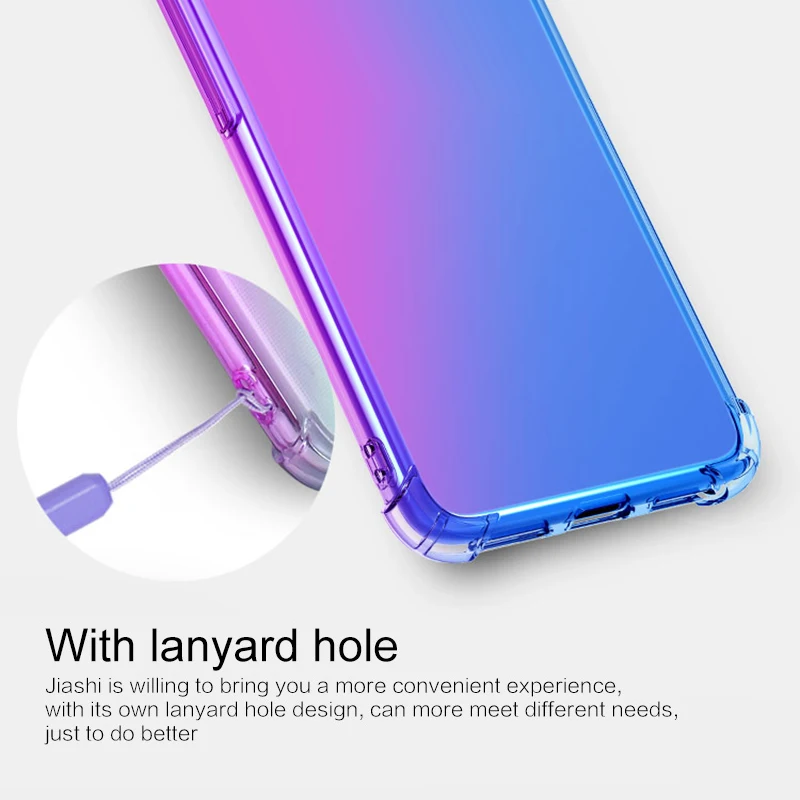 Чехол для телефона с градиентом Redmi Note 7, прозрачный чехол для телефона с четырьмя углами и защитой от падения