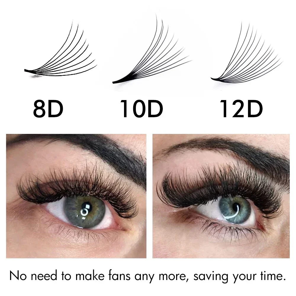 10PCS 8/10/12D Premade Volume Fans Lashes MIX 8-14MM 12D Premade Fan Lashes Brazilian Cilia for Eyelashes Extension Eye Lashes