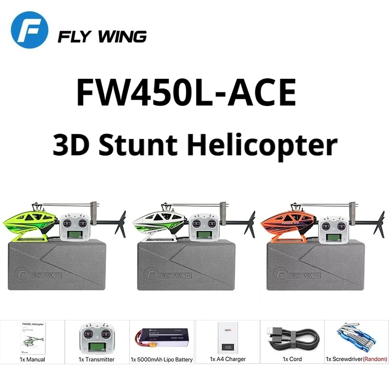 

FLYWING FW450L 6CH Model Aircraft GPS Remote Control Single Propeller Stunt Helicopter ACE Flight Control H2 Self-Stabilization