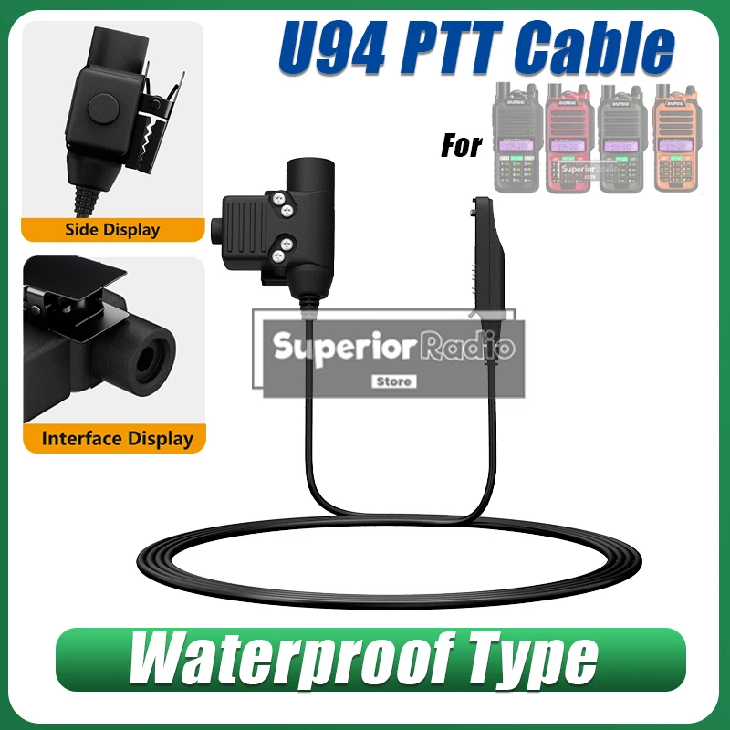 

Tactical U94 PTT Cable Plug Headset Adapter NATO Plug Push To Talk Compatible with Baofeng UV-9R Plus UV-68 Pro Max UV-S22 Radio