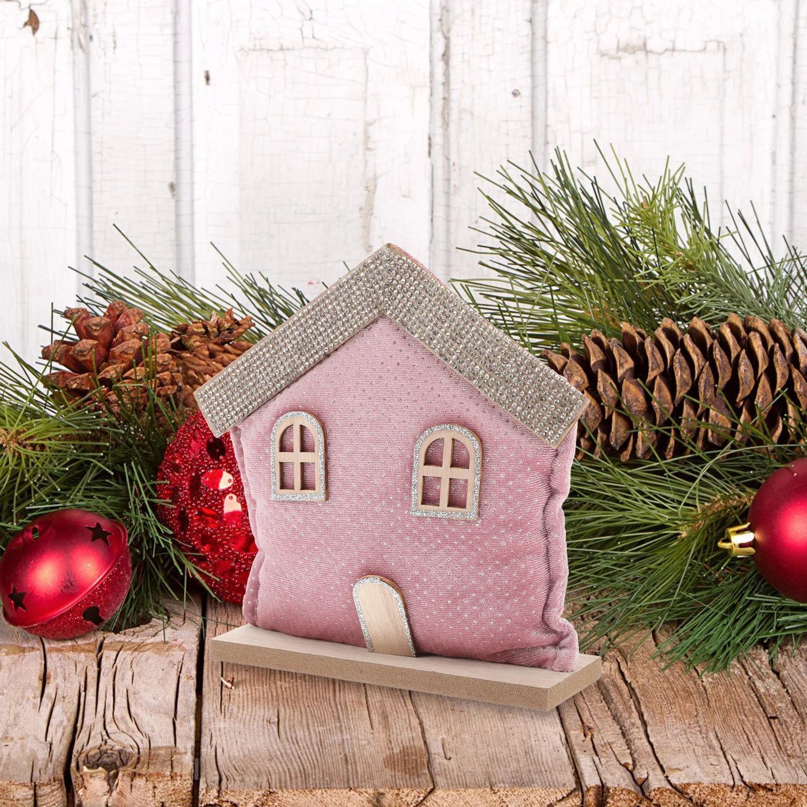 

1pcs Small Desktop Xmas House Christmas House Modeling Decor Handcrafted Tabletop Craft Lightweight Holiday Party Decoration