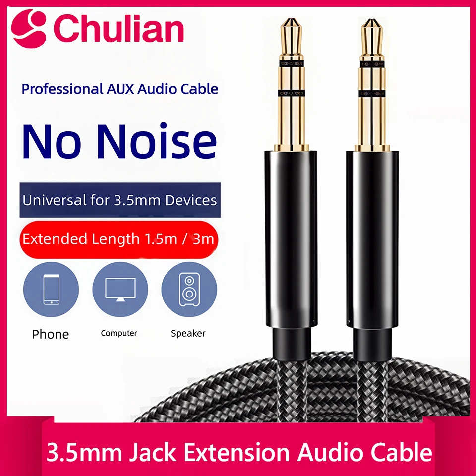 Cable de Audio AUX de 3.5mm a 3.5mm, Cable de Altavoz con Conector de 3.5mm para Auriculares JBL, Coche, Samsung, Xiaomi Redmi 5 Plus, Oneplus, MP3