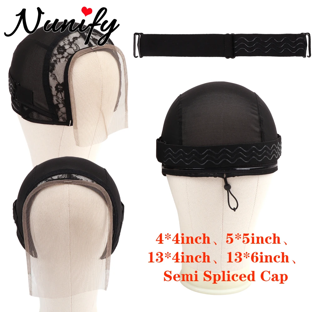

Nunify Black 4X4 13X4 Wig Making Cap Invisible Lace Edge Adjustable Lace Wig Cap With Drawstring With Silicone Nonslip Wig Band