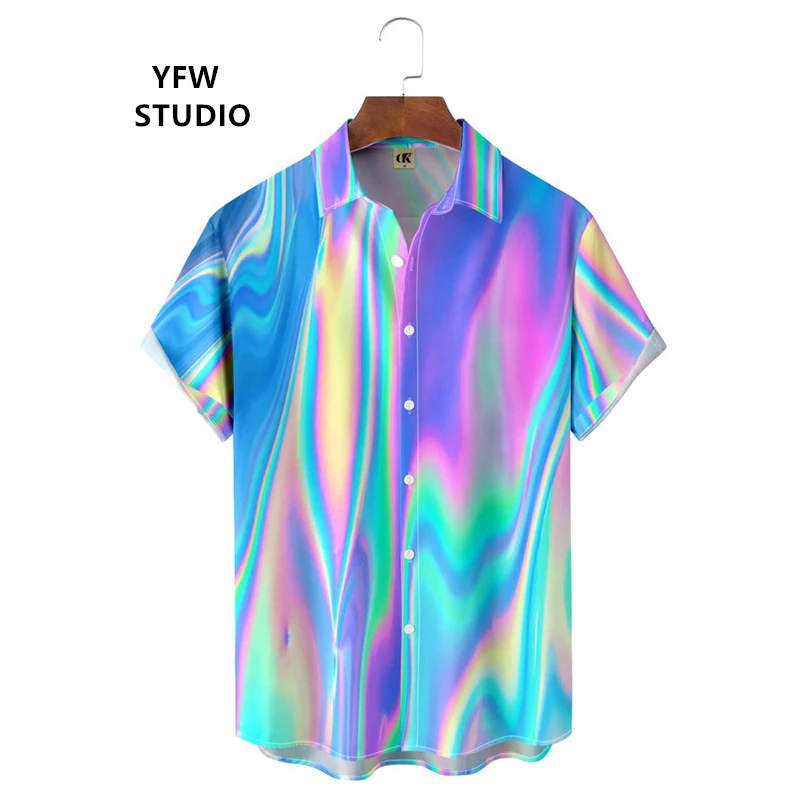 Colorful Blend Dye Tie Dye 3D Pattern Printed Men's Shirt Fashion Shirts for Men Outdoor Hawaiian Shirts Luxury Men's Shirt