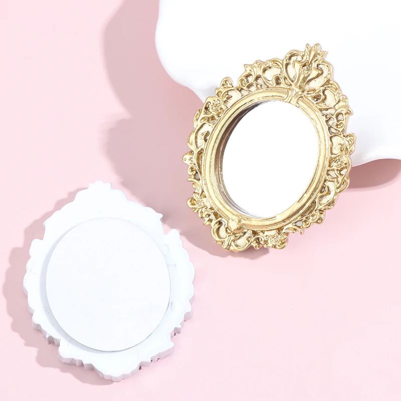 Mini molduras para casa de boneca, escala 1:12, plástico, vintage, espelho em miniatura, móveis para casa de bonecas, ornamento, acessórios para bonecas