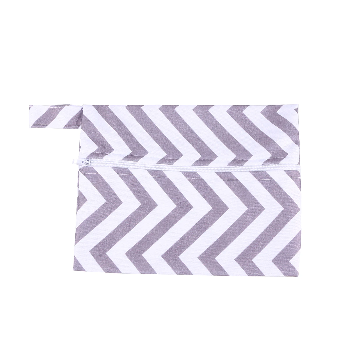 

Diaper Pouch Storage Bag Waterproof TPU Fabric Gray Stripe Zipper Handle Lightweight Easy Clean Outdoor Small Diaper Bag