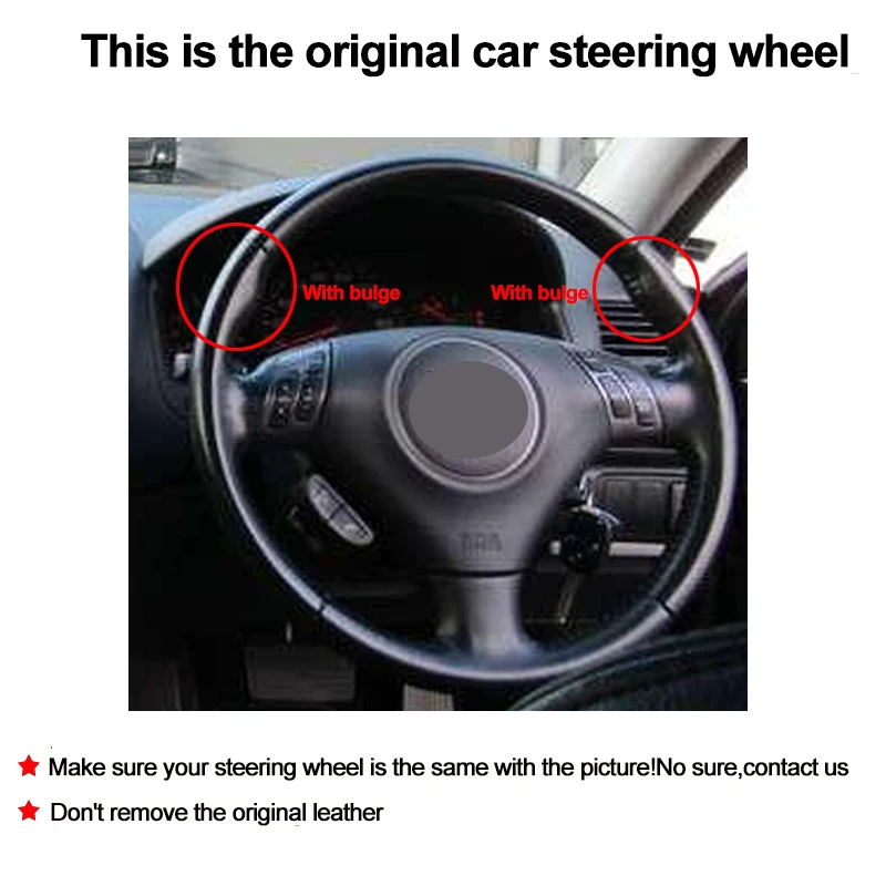 Hand Sewing Stitching Car Steering Wheel Cover Wrap For Honda Accord 7 Acura TSX 2002 - 2007 (3 spoke) With Bulge 2006 2005 2004