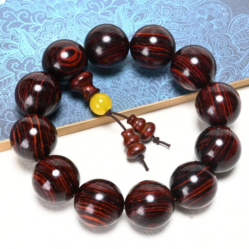 Genuine Goods American Red Rose Wood Dimpled Dalbergia Hupeana Bracelet Rosewood Buddha Beads Rosary 20mm Boutique Crafts