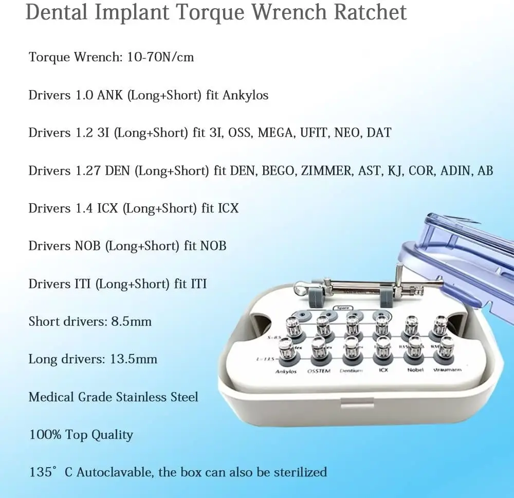 Kit prothétique universel pour implant dentaire, outil de domination arc-en-ciel, tournevis dynamométriques, outils de réparation, matériaux dentaires