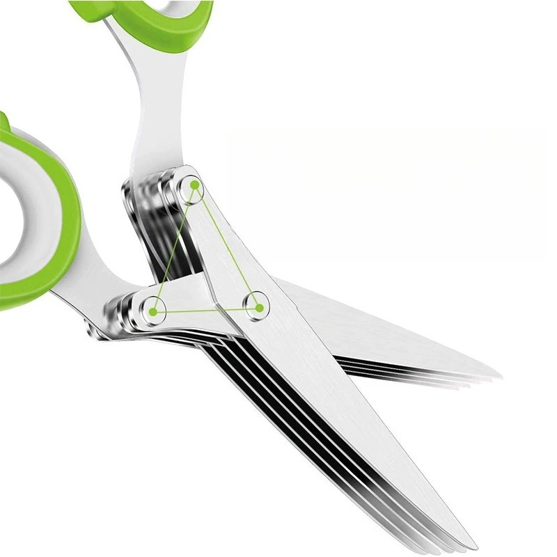 Scallion scissors stainless steel five-layer multi-functional scissors, pepper non-spicy scissors, kitchen knives and scissors