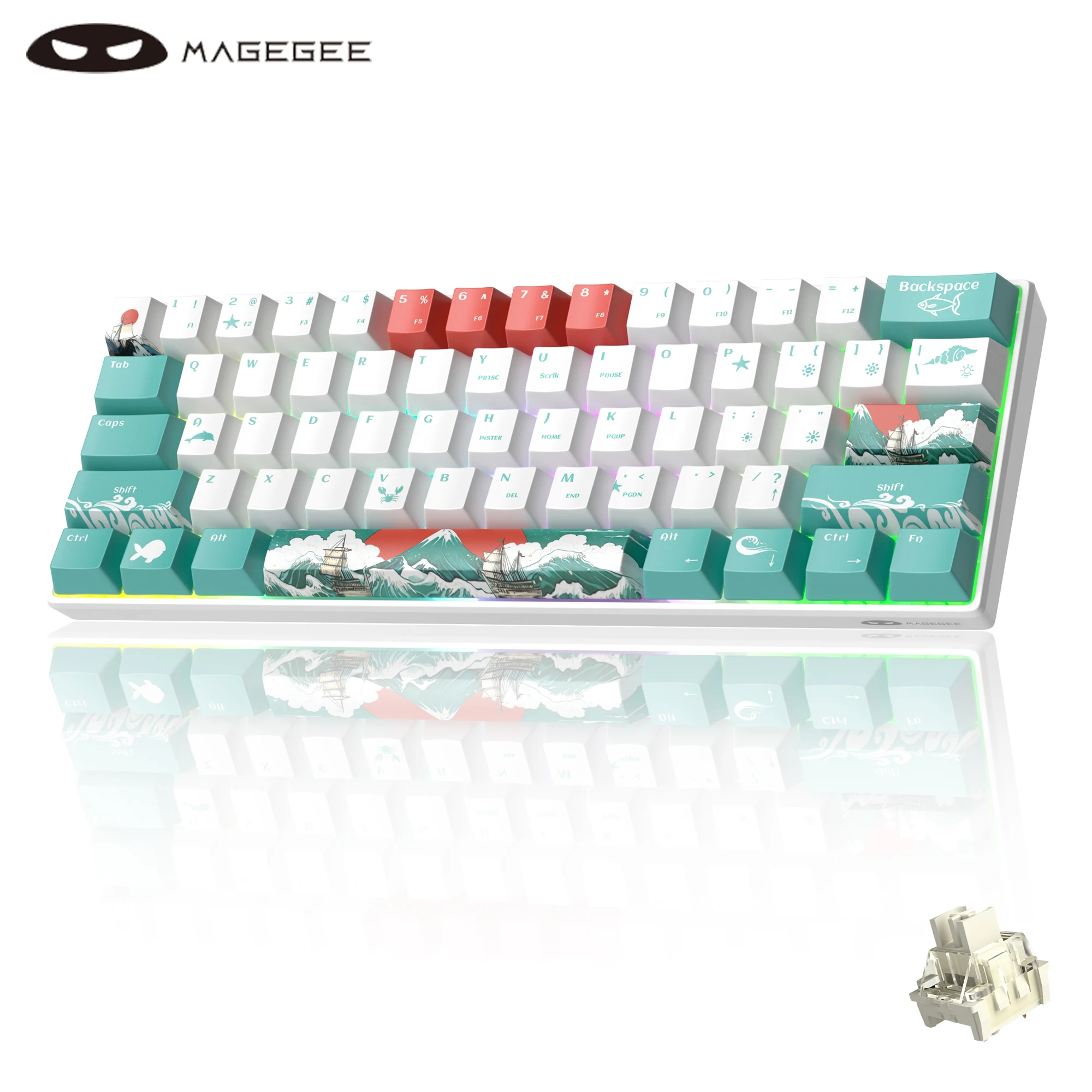 

Механическая игровая клавиатура MageGee 60%, RGB полностью переключаемая, под заказ, 61 клавиша, мини Офисная Клавиатура для ноутбука Win/Mac