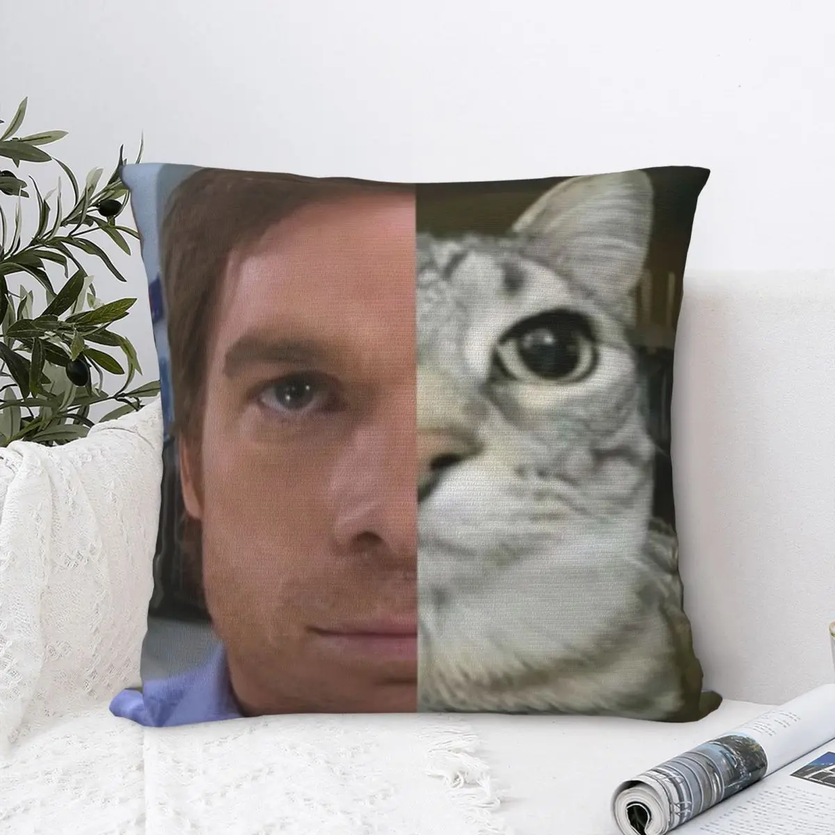 ديكستر مورغان القط الثالوث المخدة الطباعة النسيج غطاء الوسادة هدية رمي كيس وسادة غطاء سيارة انغلق 40X40cm