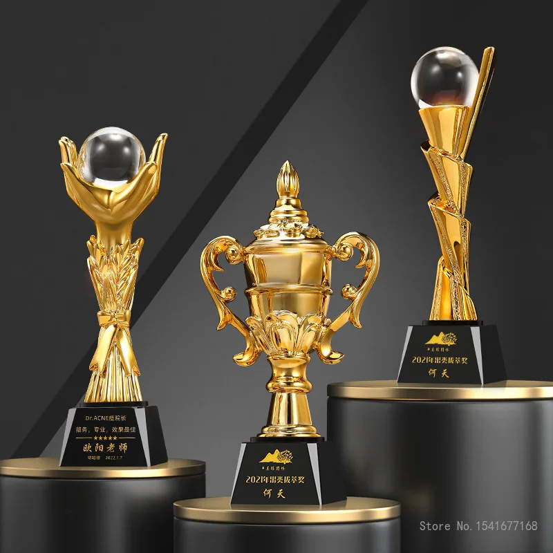 

Customized Resin Trophy, High-Transparent Crystal Ball, Sports competition, Award, Home Decoration, Crystal Base Can Carve, 1Pc